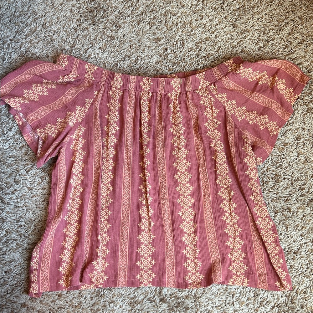 Peach Light Red Off the shoulder Top Blouse  Simply Noelle L/XL